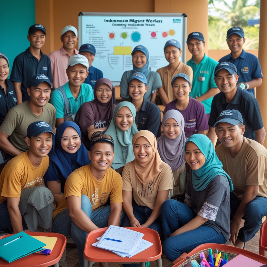 Buruh migran Indonesia mengikuti pelatihan bersama SBMI di desa, membahas perlindungan hukum dan hak tenaga kerja